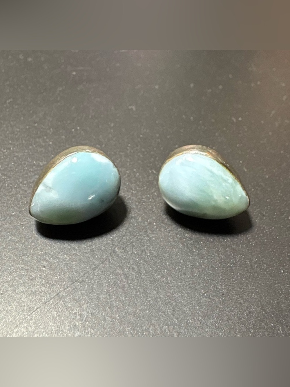 Light Blue Teardrop 925 sterling blue stone Stud Earrings -marked vintage.